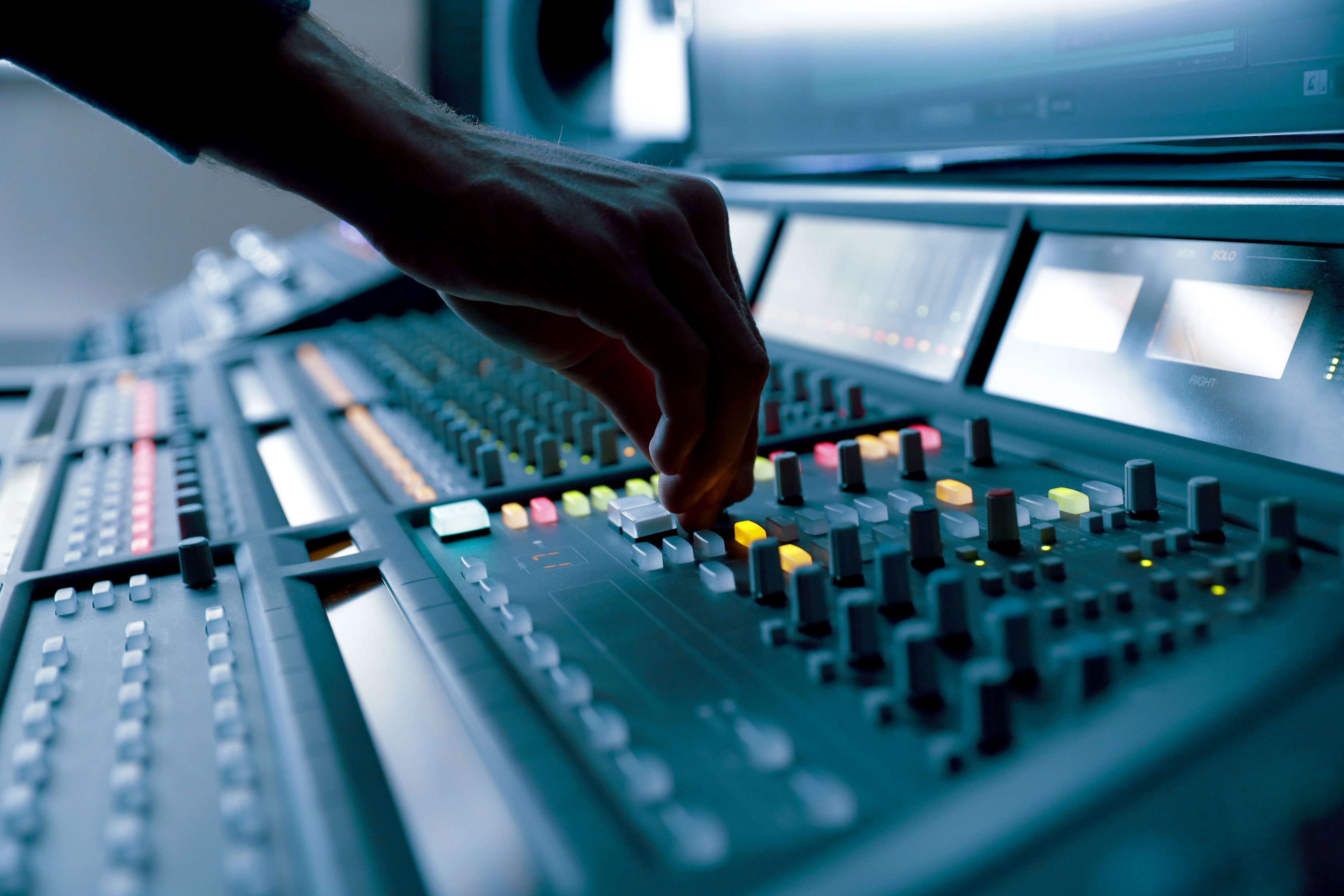 Artist creating music in a professional studio