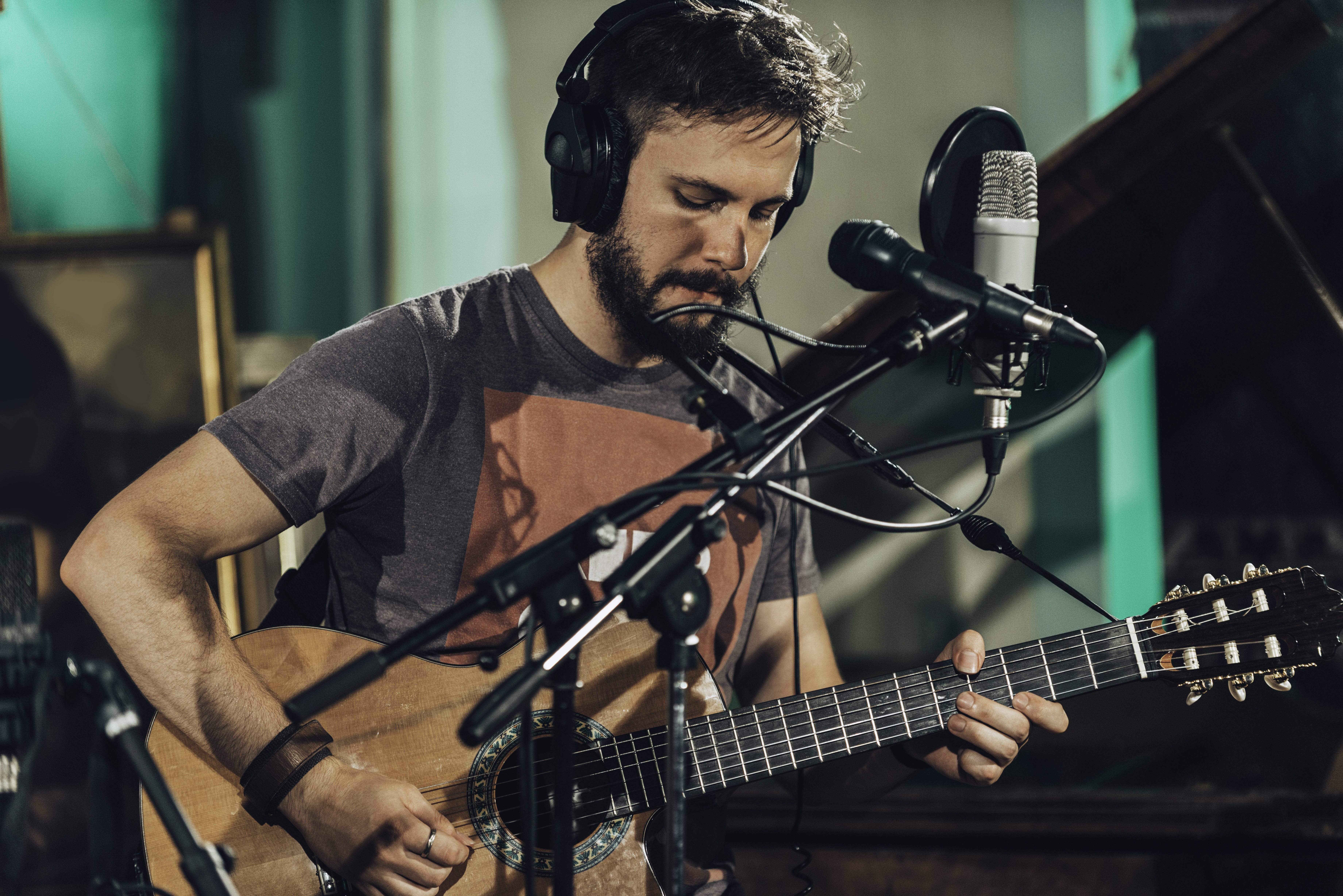 Musician developing a release in the studio